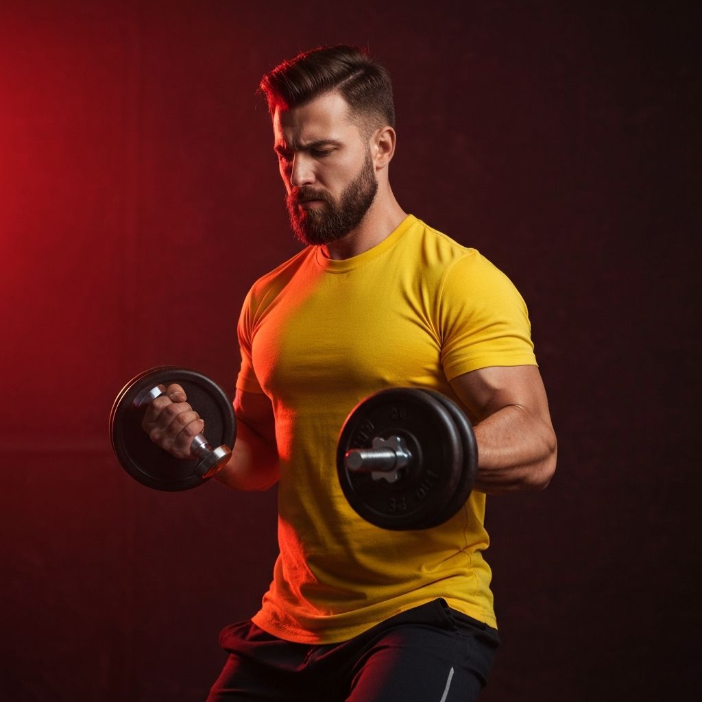 Athletic man training at home